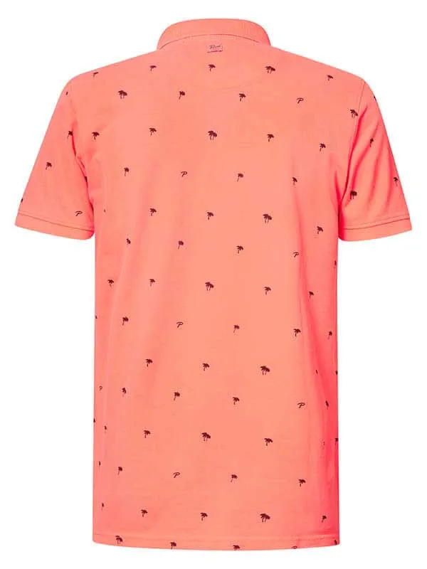 Men Polo Shirts Petrol Industries Palm Tree Polo Shirt Fiery Coral