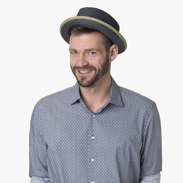 Men Pork Pie Hats Mayser Andy Pork Pie Straw Hat Blue Men Pork Pie Hats Mayser Andy Pork Pie Straw Hat Blue