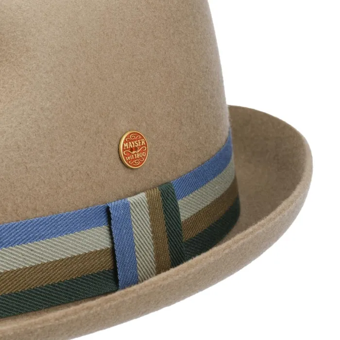 Men Pork Pie Hats Mayser Samu Striped Band Pork Pie Wool Hat Beige Men Pork Pie Hats Mayser Samu Striped Band Pork Pie Wool Hat Beige
