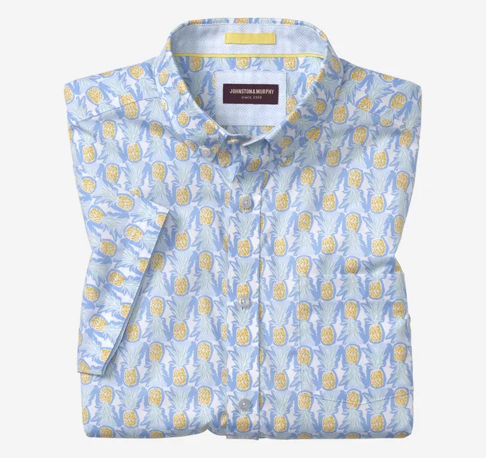 Men Printed Cotton ShortSleeve Shirt Bluemulti Pineapple JohnstonandMurphy ShortSleeve Shirts Men Printed Cotton ShortSleeve Shirt Bluemulti Pineapple JohnstonandMurphy ShortSleeve Shirts