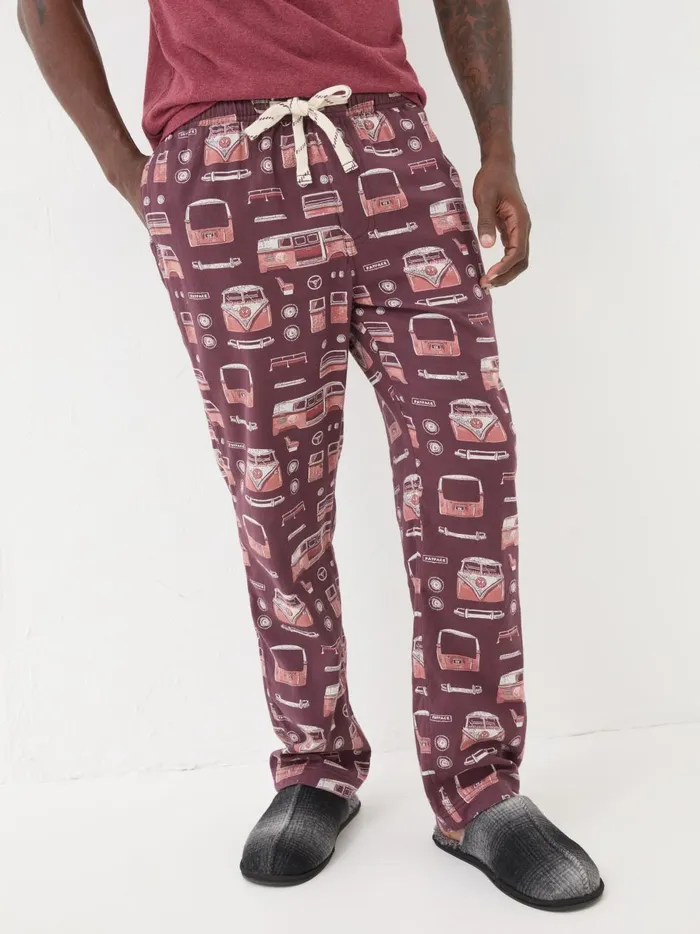 Men Pyjamas and Nightwear Fat Face Dark Red Vw Print Pyjama Bottoms