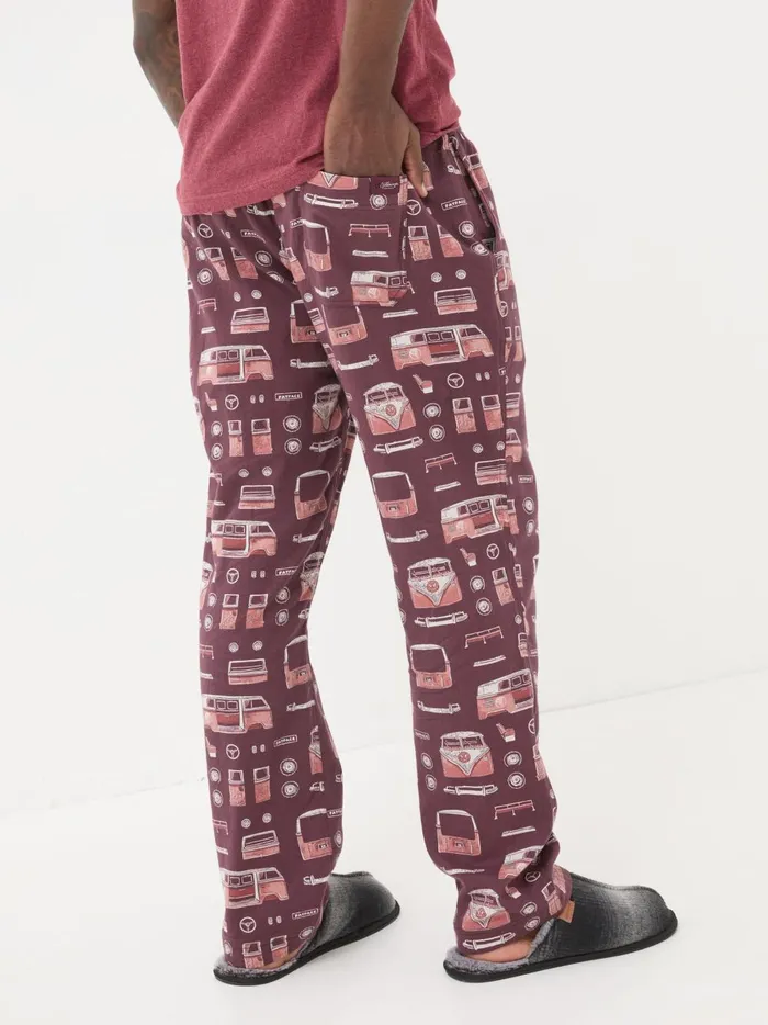 Men Pyjamas and Nightwear Fat Face Dark Red Vw Print Pyjama Bottoms