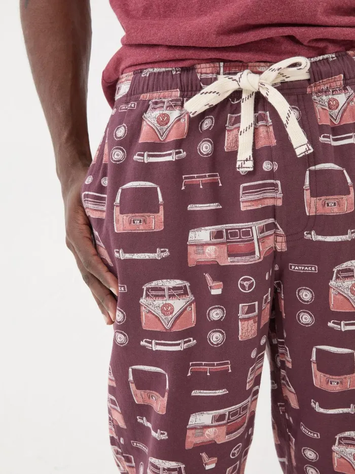 Men Pyjamas and Nightwear Fat Face Dark Red Vw Print Pyjama Bottoms