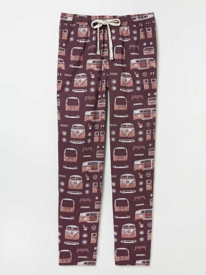 Men Pyjamas and Nightwear Fat Face Dark Red Vw Print Pyjama Bottoms