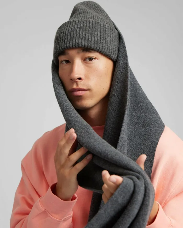 Men Scarves Colorful Standard Merino Wool Scarf Deep Black