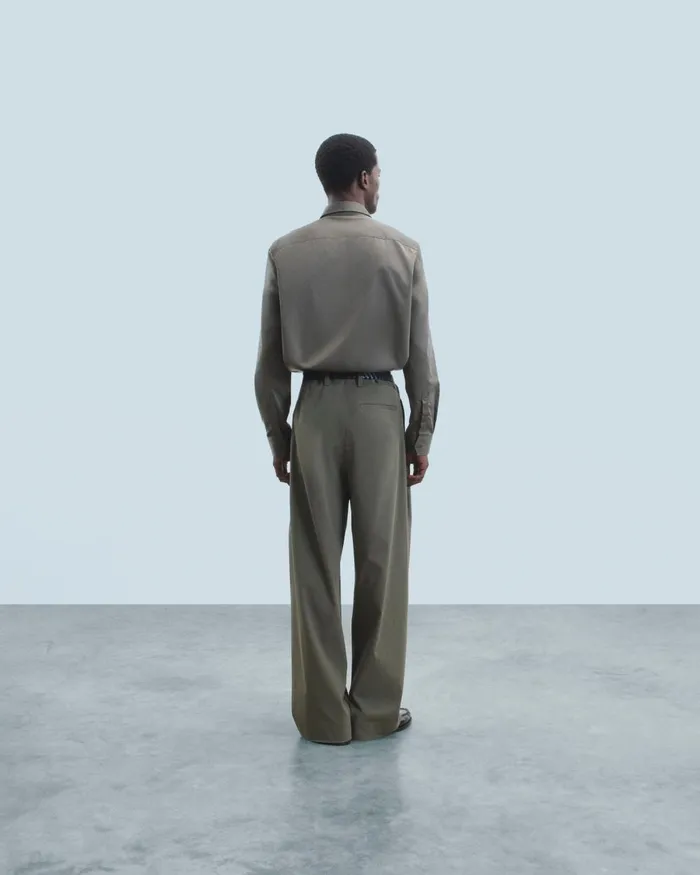 Men Shirts and TShirts From Future Plain Embroidery Long Sleeve Shirt Khaki