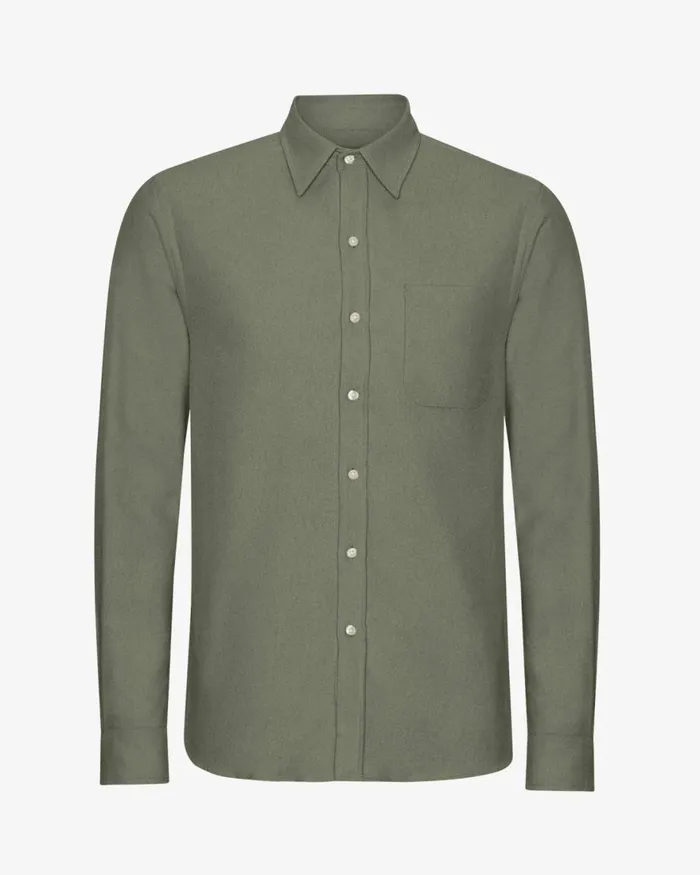 Men Shirts Colorful Standard Organic Flannel Shirt Dusty Olive