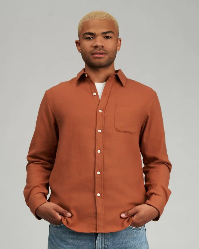 Men Shirts Colorful Standard Organic Flannel Shirt Dusty Olive