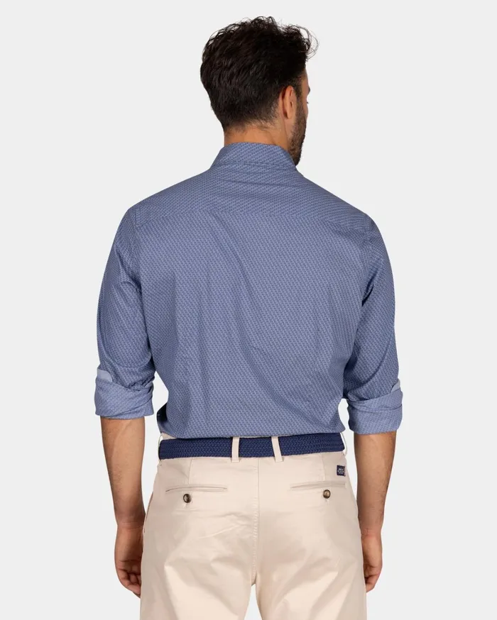 Men Shirts NZA New Zealand Auckland Blue Cotton Shirt With Pattern 8211 Tin Blue