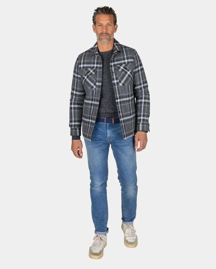 Men Shirts NZA New Zealand Auckland Gray Checkered Flannel Shirt 8211 Grey Melange