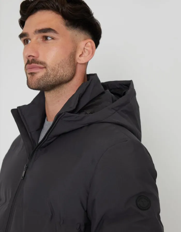 Men Slate Hooded Puffer Jacket Threadbare Coats Men Slate Hooded Puffer Jacket Threadbare Coats