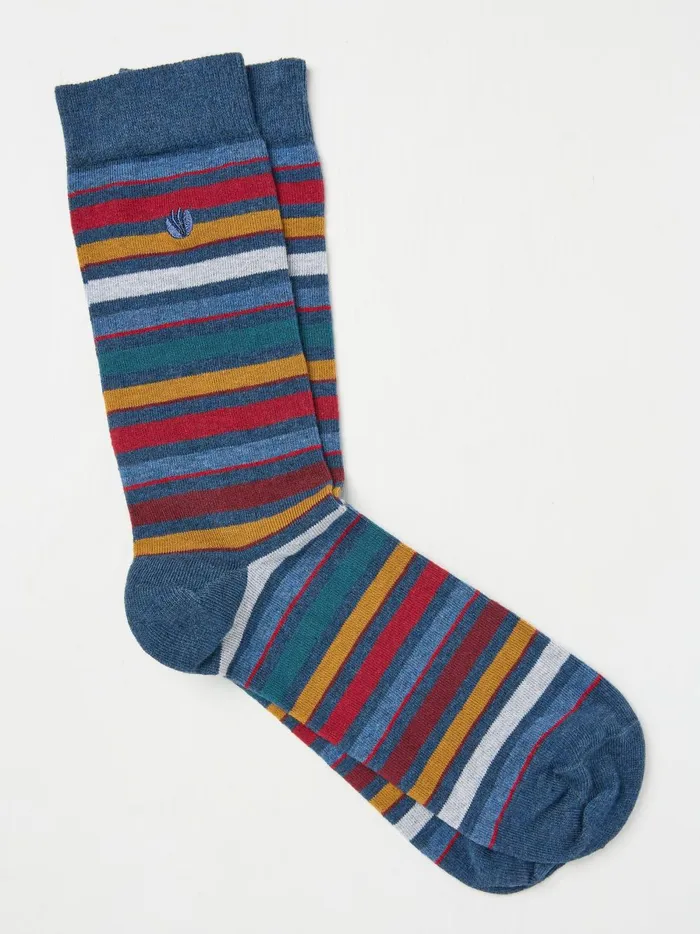 Men Socks Fat Face Abe Navy Stripe Socks 1 Pack
