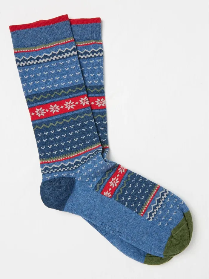 Men Socks Fat Face Blue Fairisle Socks