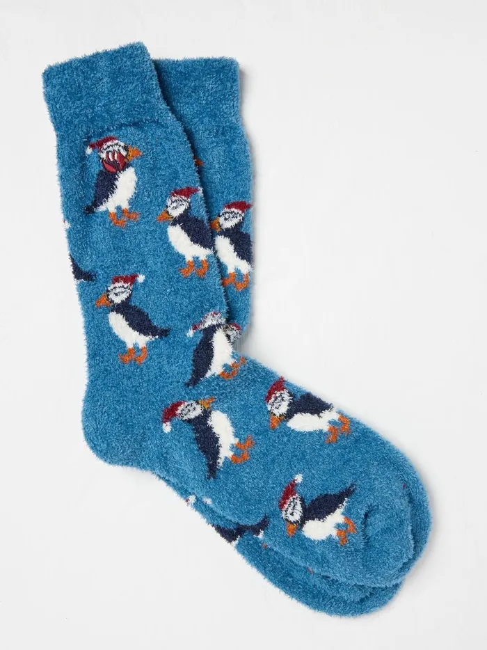 Men Socks Fat Face Blue Puffin Mallory Socks