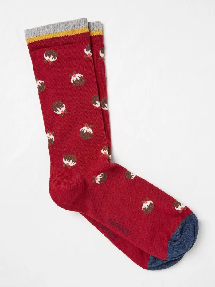 Men Socks Fat Face Red Pudding Socks