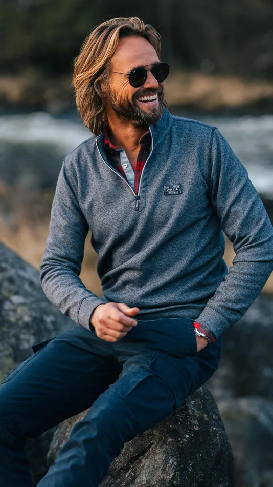 Men Sweatshirts NZA New Zealand Auckland Sporty Dark Blue Sweater With HalfZip 8211 Winter Navy
