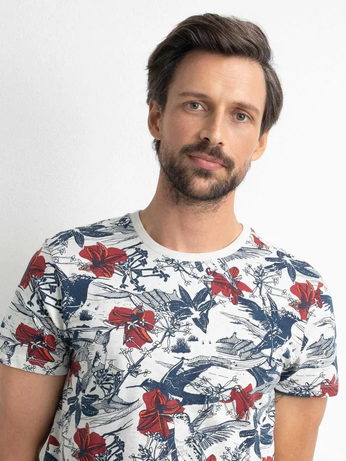 Men TShirts Petrol Industries Botanical TShirt Antique White Melee