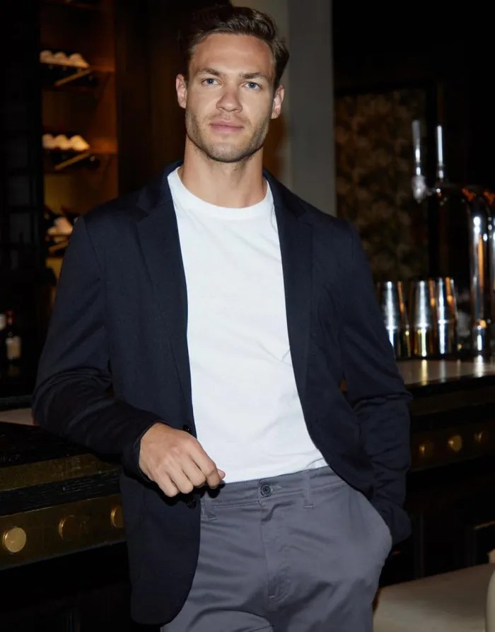 Men Threadbare Luxe Black Jersey Blazer Threadbare Jackets