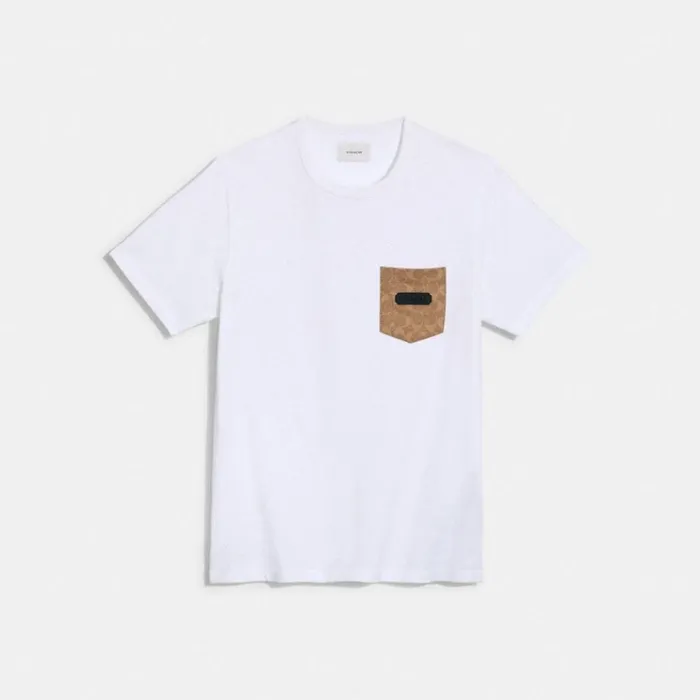 Men Tops and Bottoms Coach Essential Pocket T Shirt In Organic Cotton White