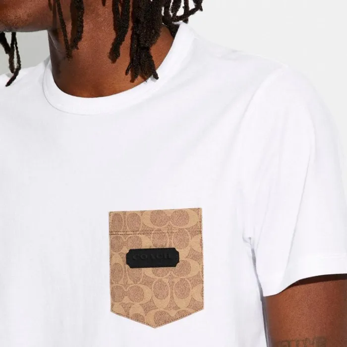 Men Tops and Bottoms Coach Essential Pocket T Shirt In Organic Cotton White