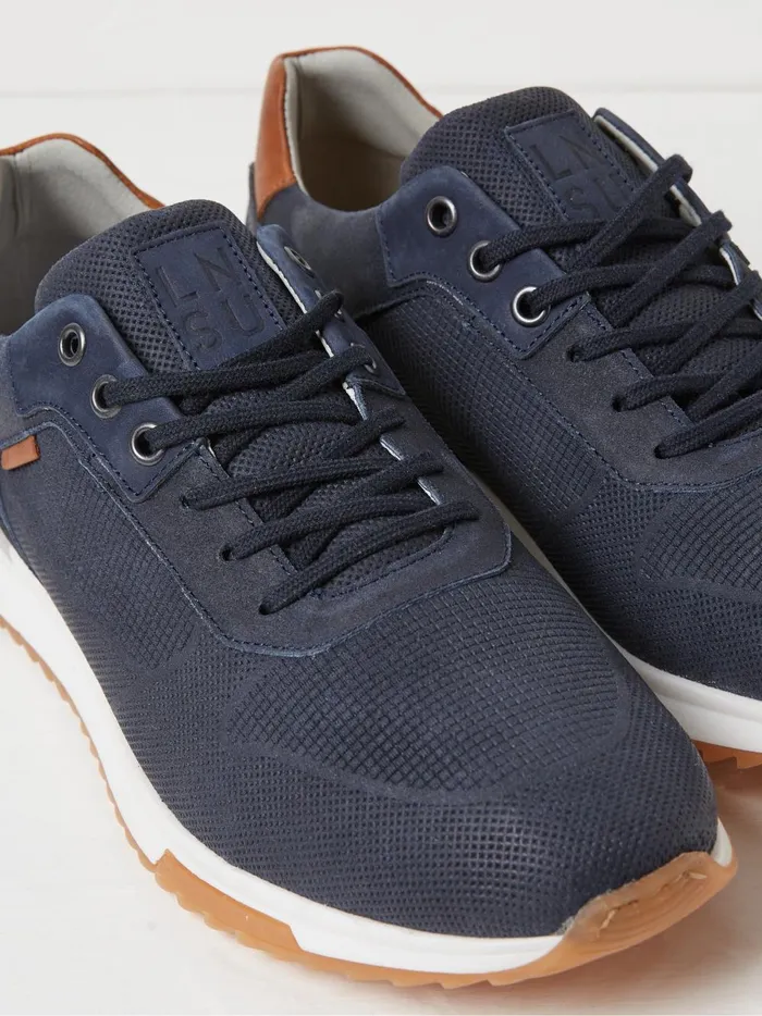 Men Trainers Fat Face Wells Blue Leather Trainers