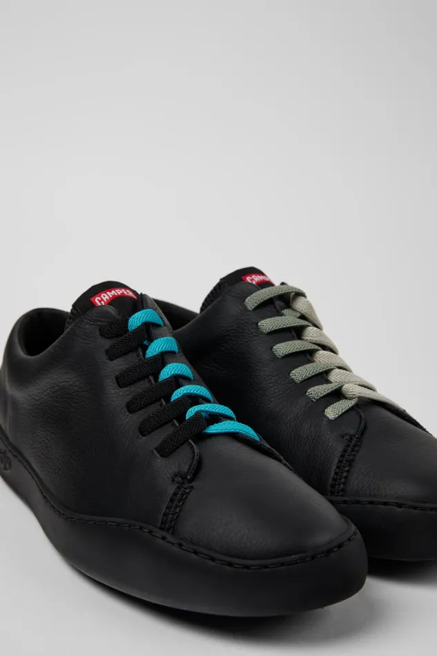Men Twins Black Leather Sneakers Camper Sneakers