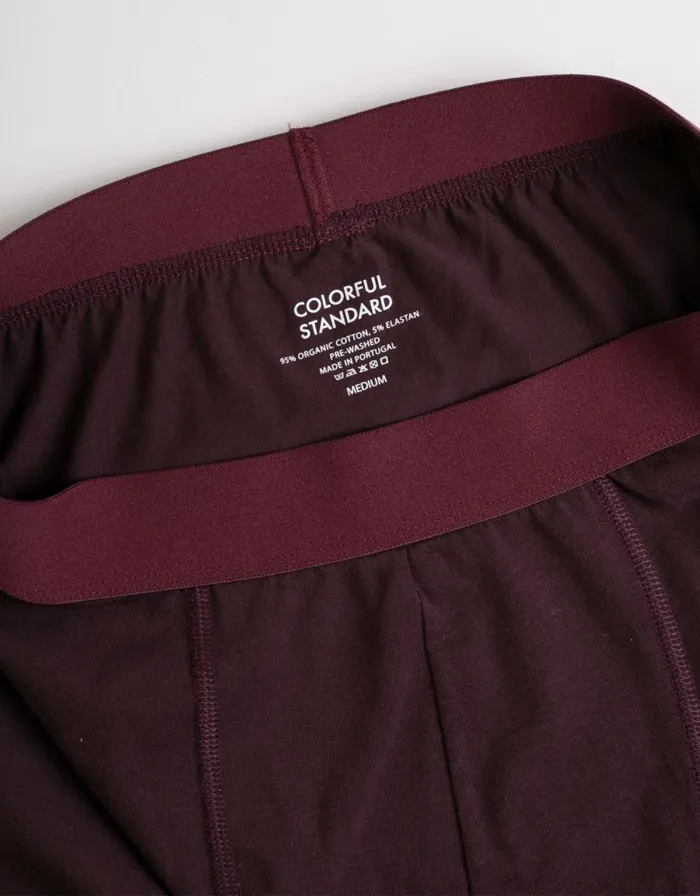 Men Underwear Colorful Standard Classic Organic Boxer Briefs Oxblood Red