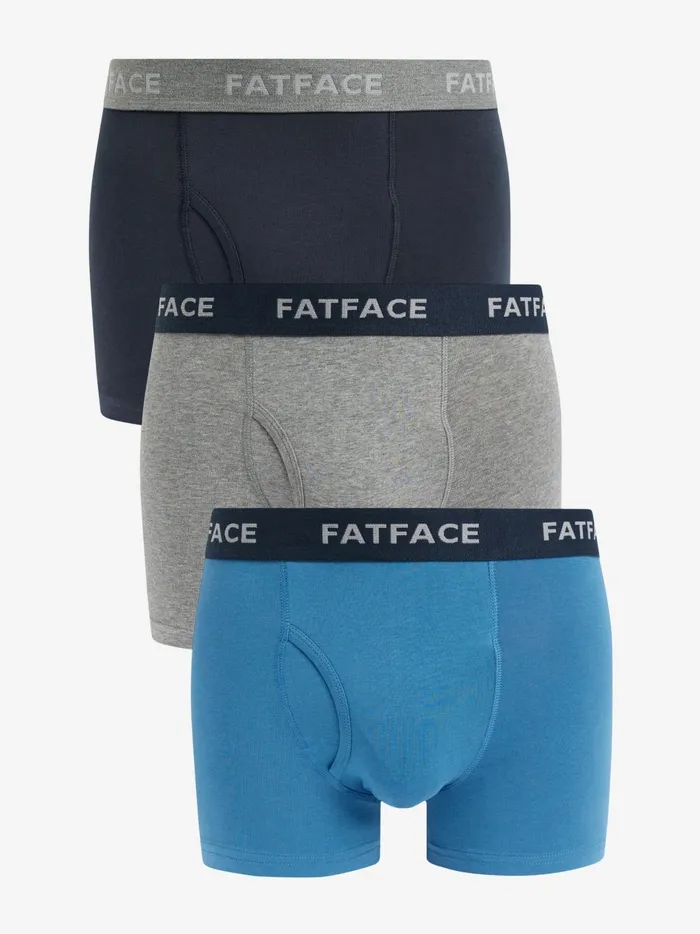Men Underwear Fat Face BlueGrey Classic Cotton Boxer 3 Pack