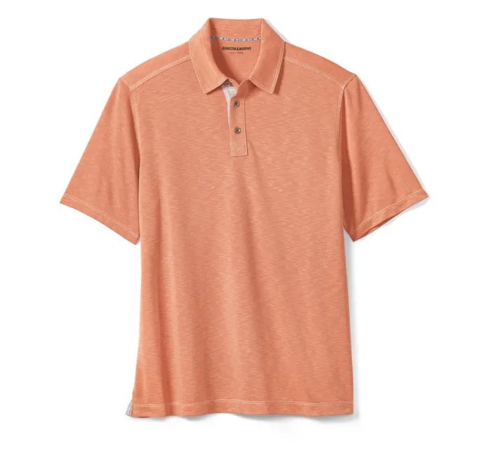 Men Vintage Slub Polo Orange JohnstonandMurphy Polos and Tees