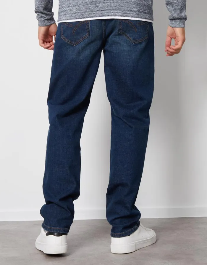 Men Vintage Wash Straight Leg Jeans Threadbare Straight Leg Men Vintage Wash Straight Leg Jeans Threadbare Straight Leg