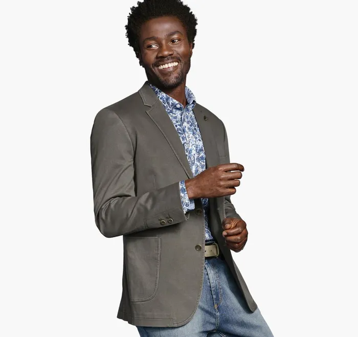 Men Washed Cotton Blazer Taupe JohnstonandMurphy Blazers