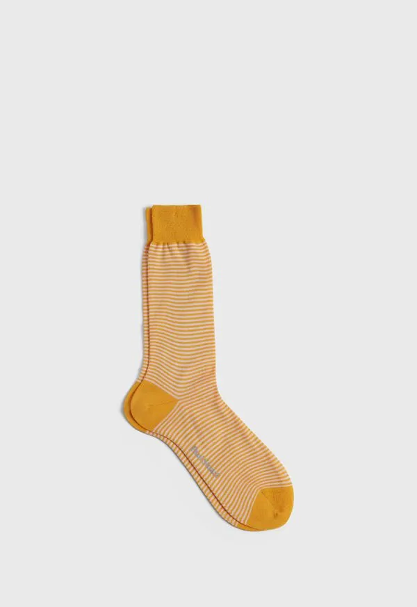 Mens Cotton Horizontal Stripe Sock Green Socks Paulstuart