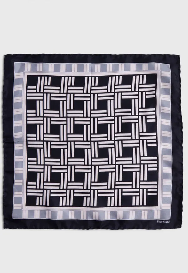 Mens Deco Print Silk Pocket Square Black Pocket Squares Paulstuart Mens Deco Print Silk Pocket Square Black Pocket Squares Paulstuart
