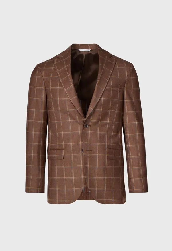 Mens Deco Windowpane Jacket Brown Blazers and Jackets Paulstuart