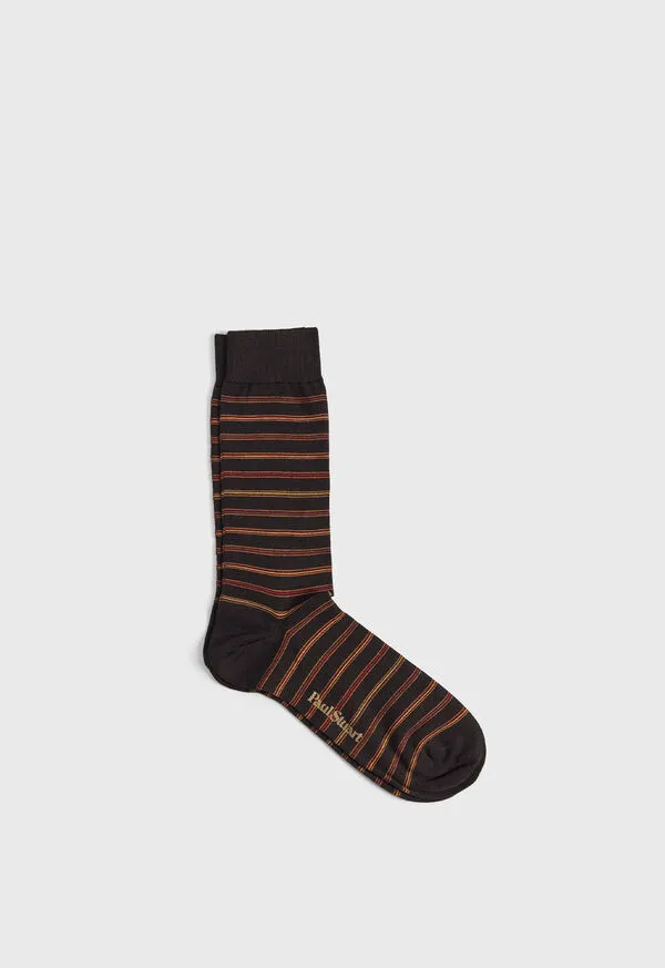 Mens Multicolor Stripe Sock Brown Socks Paulstuart