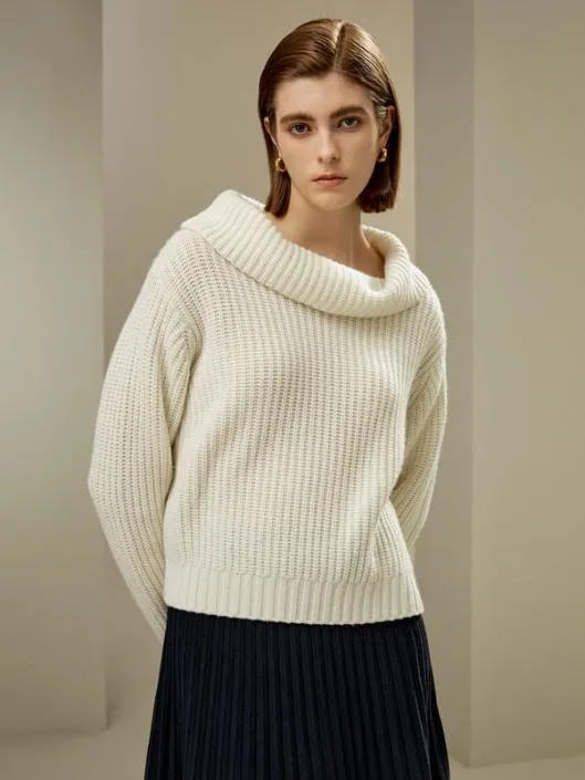 Merino Wool Cashmere Cowl Neck Sweater Women Lilysilk Knitwear