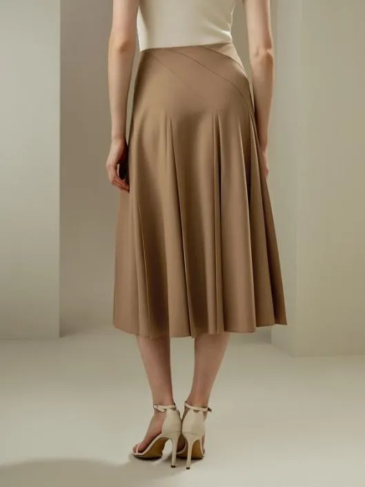 Merino Wool Pleated Midi Skirt Women Lilysilk Knitwear