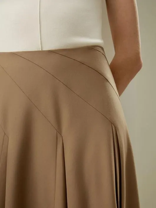 Merino Wool Pleated Midi Skirt Women Lilysilk Knitwear