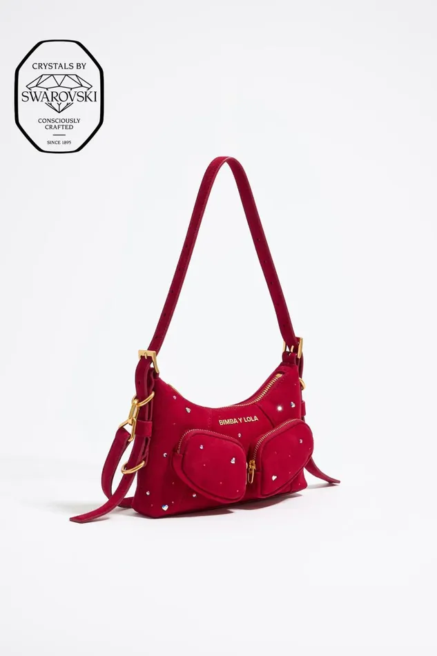 Mini Red Leather Swarovski Pocket Slouch Bag Red Women Bimba Y Lola Shoulder Bags Mini Red Leather Swarovski Pocket Slouch Bag Red Women Bimba Y Lola Shoulder Bags