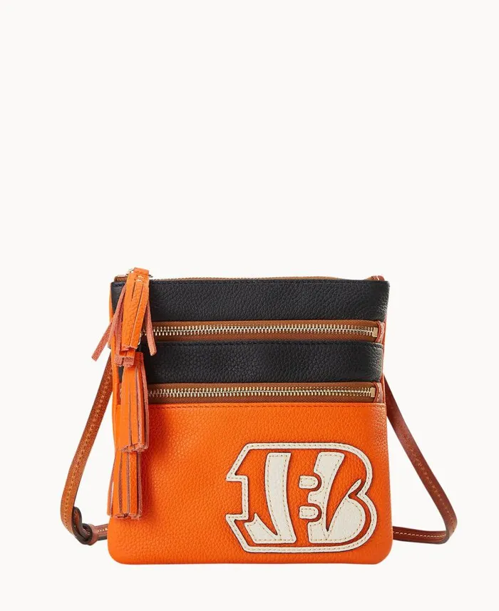 NFL Bengals Triple Zip Crossbody Bengals Woman Dooney and Bourke Crossbodies