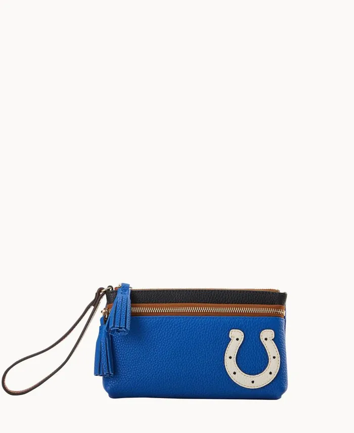 NFL Colts Double Zip Wristlet Colts ManWoman Dooney and Bourke Wallets