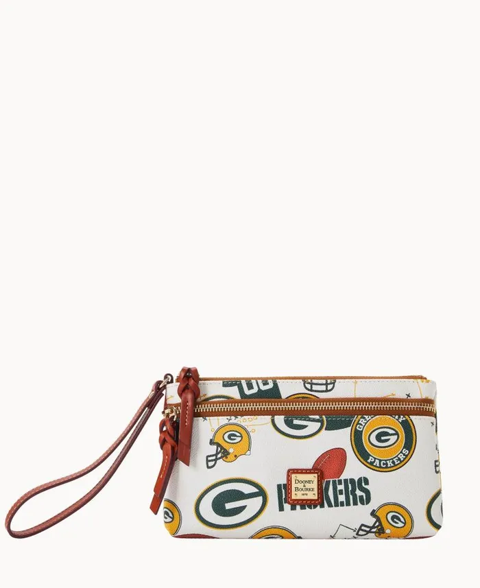 NFL Packers Double Zip Wristlet Green Bay Packers ManWoman Dooney and Bourke Wallets
