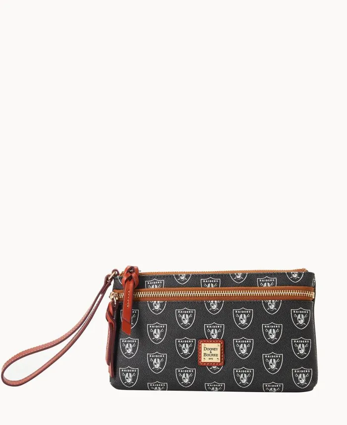 NFL Raiders Double Zip Wristlet Las Vegas Raiders ManWoman Dooney and Bourke Wallets