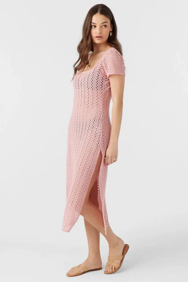NINA MIDI CROCHET LACE COVERUP DRESS Rose Eleg Women O039NEILL Swim