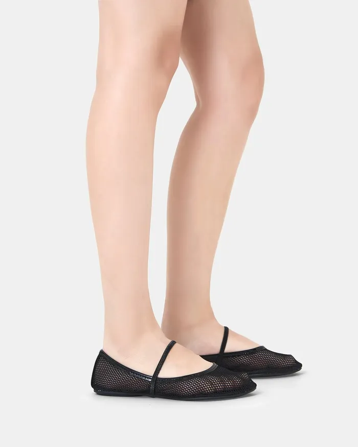 NOVO Shoes Casuals Women CALABRIA Black Mesh Ballet Flats