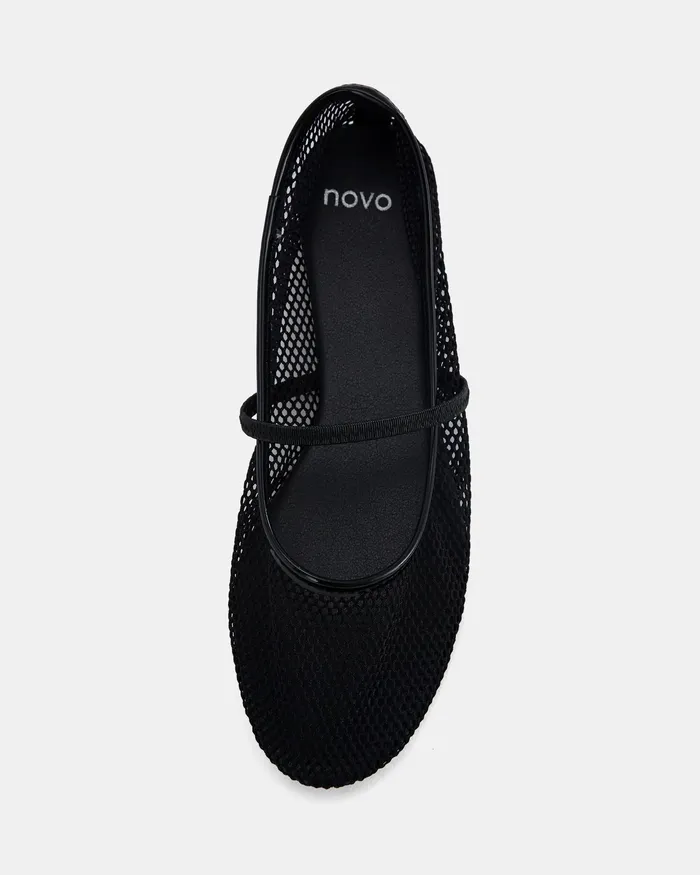 NOVO Shoes Casuals Women CALABRIA Black Mesh Ballet Flats