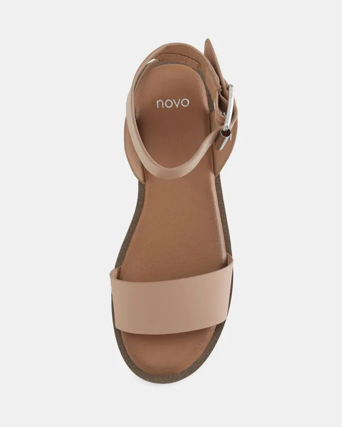 NOVO Shoes Flatforms Women THALIYA CAMEL Strappy Sandals