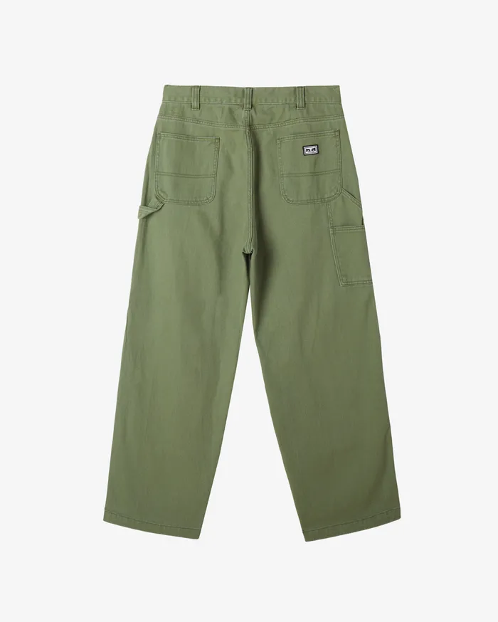 OBEY Clothing BOTTOMS Men BIGWIG DENIM CARPENTER PANT Duck Green Faded Wash