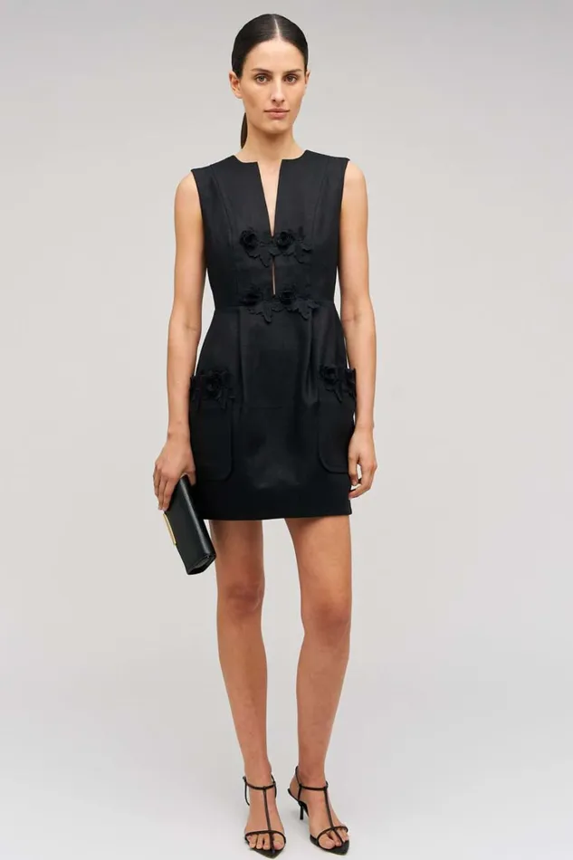 Oroton Rosebud Lace Mini Dress Black Women Dresses Oroton Rosebud Lace Mini Dress Black Women Dresses