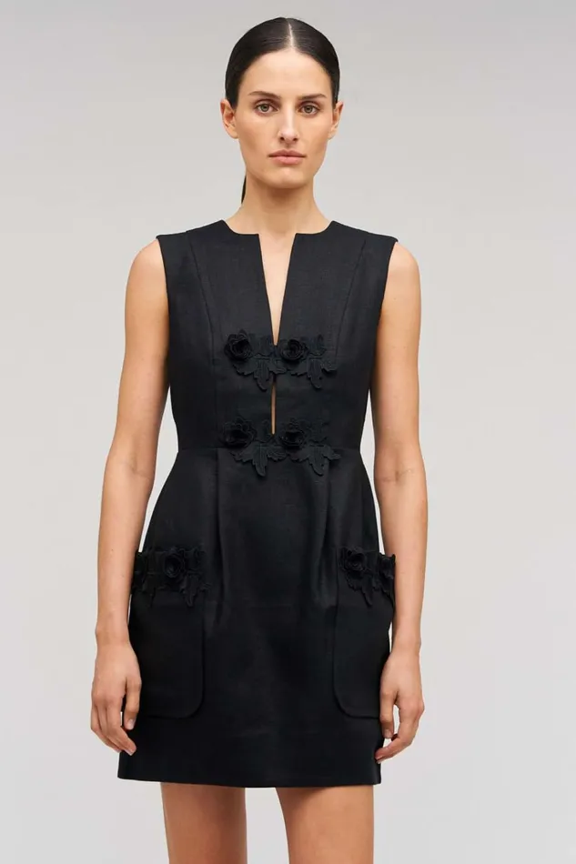 Oroton Rosebud Lace Mini Dress Black Women Dresses Oroton Rosebud Lace Mini Dress Black Women Dresses